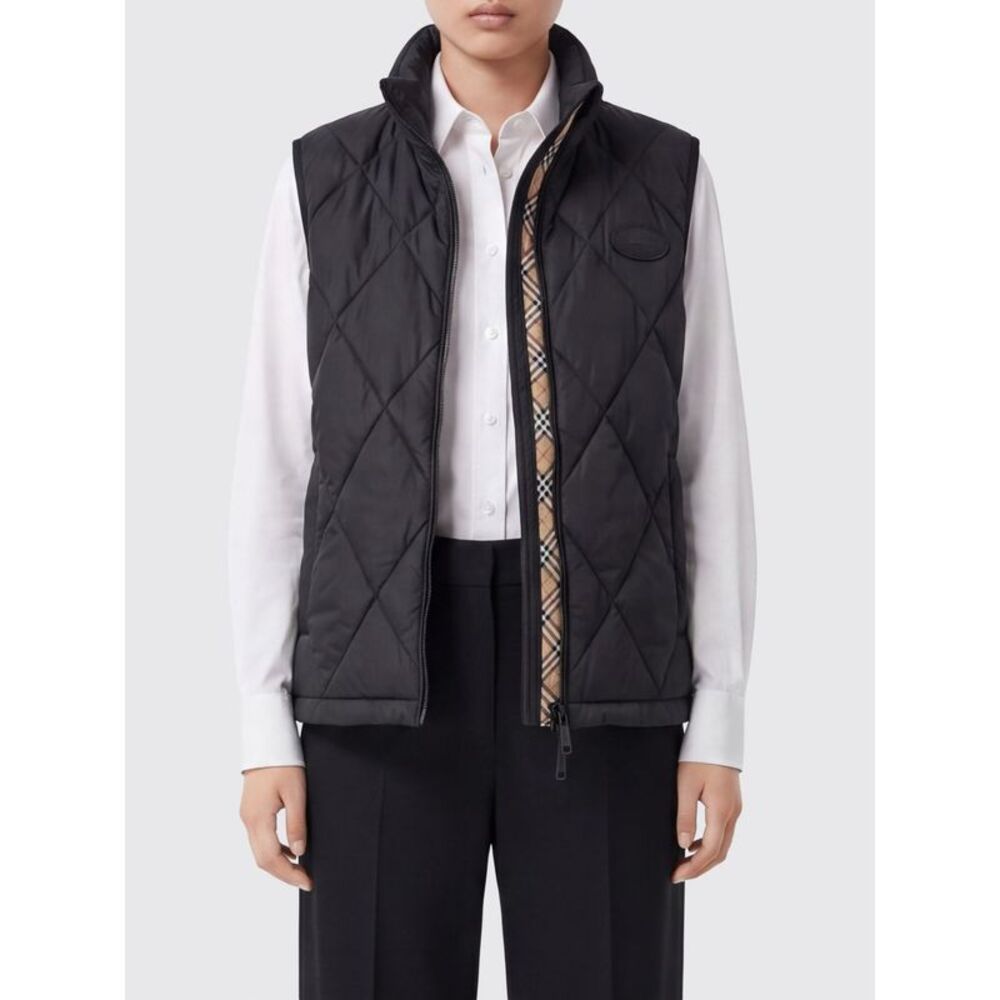 Burberry Women Quilted Nylon Burberry Gilet With High Neck And Zip Closure
